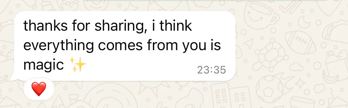 Message: thanks for sharing, i think everything comes from you is magic